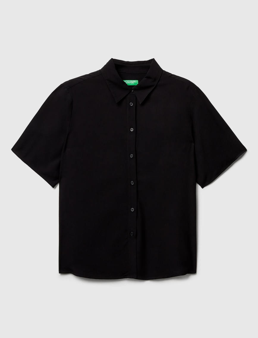 Kadın Beyaz %100 Viskoz Düğmeli Kısa Kollu Gömlek Kadın Beyaz %100 Viskoz Düğmeli Kısa Kollu Gömlek