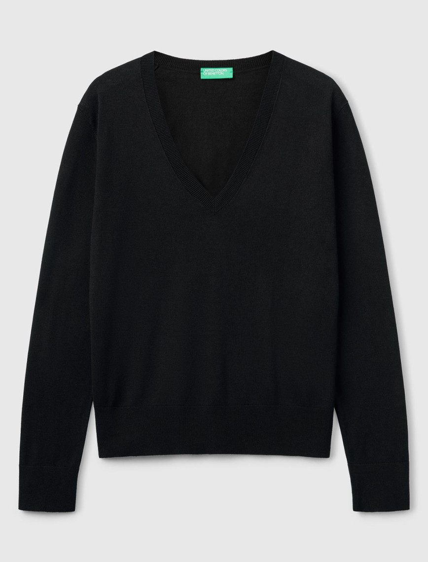 Kadın Krem Viskoz ve İpek Karışımlı V Yaka Triko Kazak Kadın Krem Viskoz ve İpek Karışımlı V Yaka Triko Kazak