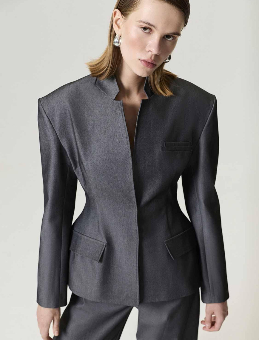 Hakim Yaka Vatkalı Ceket Hakim Yaka Vatkalı Ceket