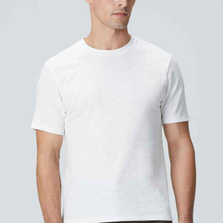 Network Erkek Kırık Beyaz Bisiklet Yaka Jakarlı T-shirt Network Erkek Kırık Beyaz Bisiklet Yaka Jakarlı T-shirt