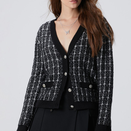 Network Kadın Siyah Beyaz Yün Karışımlı Hırka Network Kadın Siyah Beyaz Yün Karışımlı Hırka