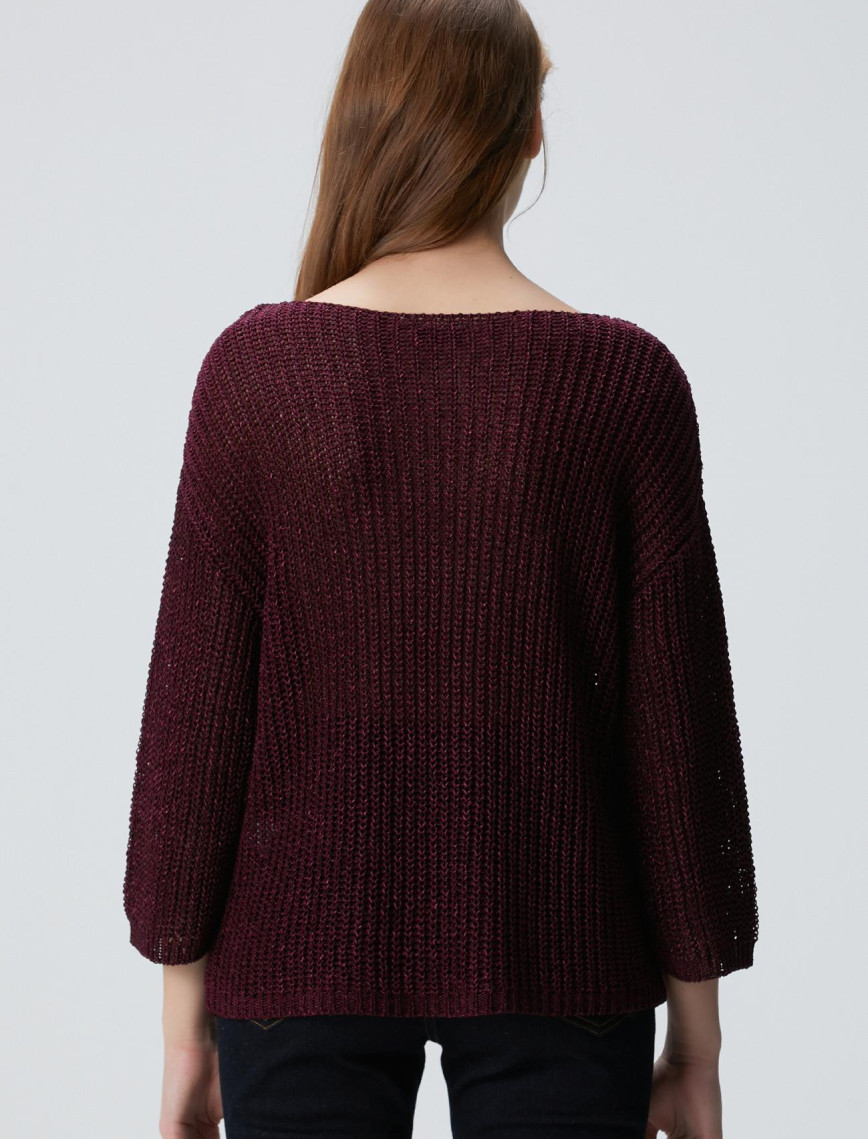 Network Kadın Bordo Truvakar Kol Triko Kazak Network Kadın Bordo Truvakar Kol Triko Kazak
