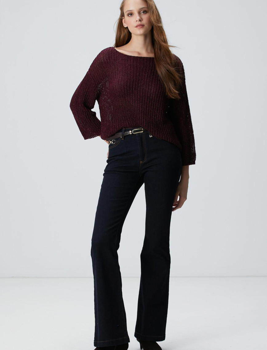 Network Kadın Bordo Truvakar Kol Triko Kazak Network Kadın Bordo Truvakar Kol Triko Kazak