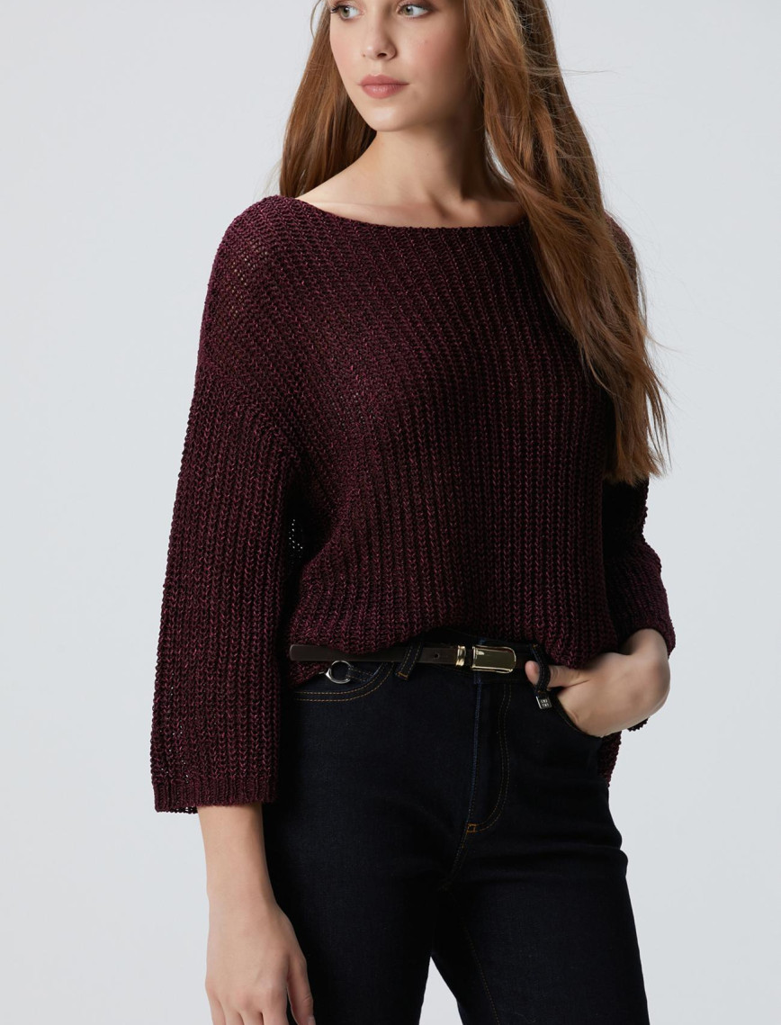 Network Kadın Bordo Truvakar Kol Triko Kazak Network Kadın Bordo Truvakar Kol Triko Kazak