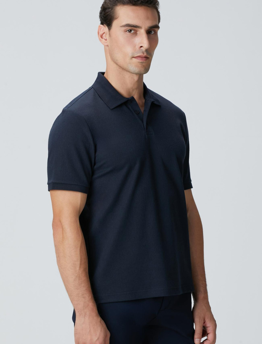 Network Erkek Lacivert Polo Yaka Düğmeli Jakarlı T-shirt Network Erkek Lacivert Polo Yaka Düğmeli Jakarlı T-shirt