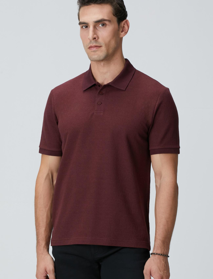 Network Erkek Bordo Polo Yaka Düğmeli Jakarlı T-shirt Network Erkek Bordo Polo Yaka Düğmeli Jakarlı T-shirt