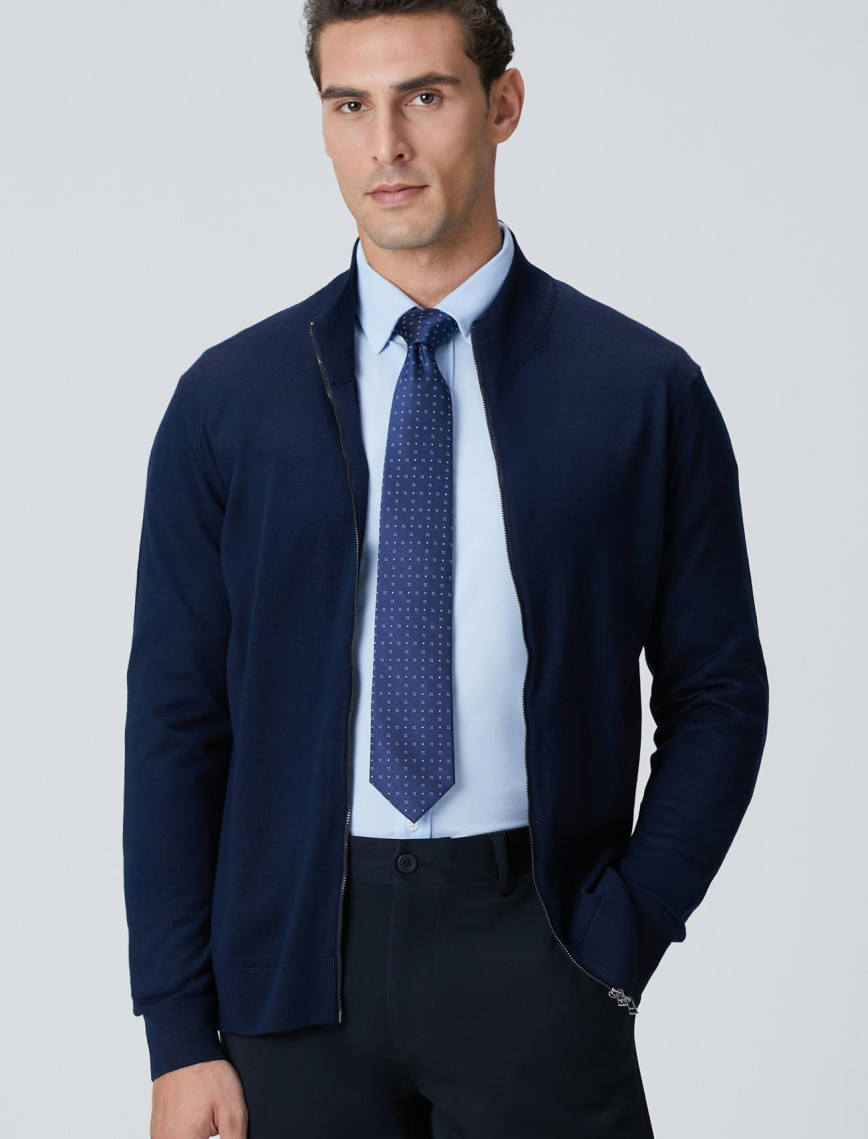 Network Erkek Lacivert Yün Karışımlı Triko Hırka Network Erkek Lacivert Yün Karışımlı Triko Hırka