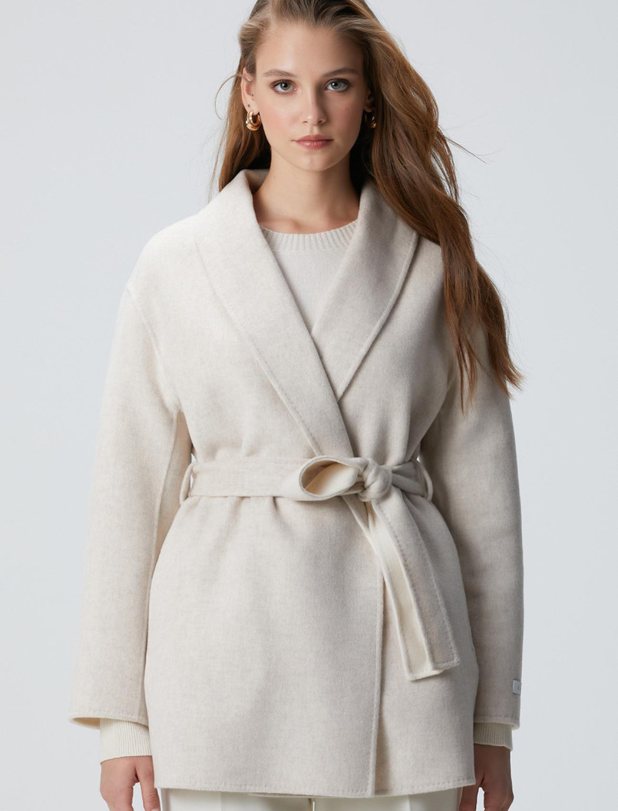 Network Kadın Limited Bej Melanj Handmade Yün Kaban Network Kadın Limited Bej Melanj Handmade Yün Kaban