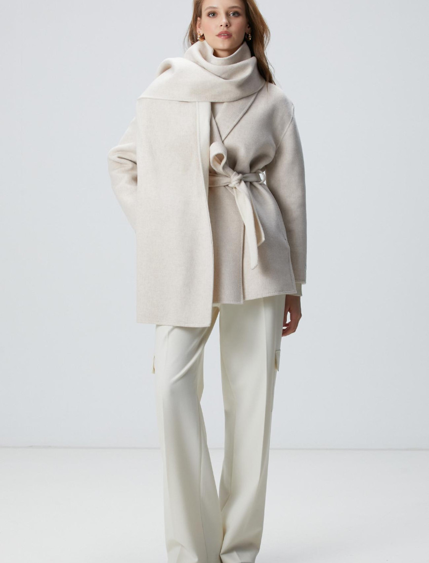 Network Kadın Limited Bej Melanj Handmade Yün Kaban Network Kadın Limited Bej Melanj Handmade Yün Kaban