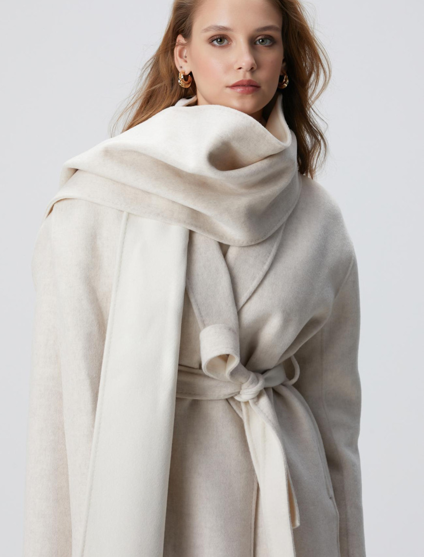 Network Kadın Limited Bej Melanj Handmade Yün Kaban Network Kadın Limited Bej Melanj Handmade Yün Kaban