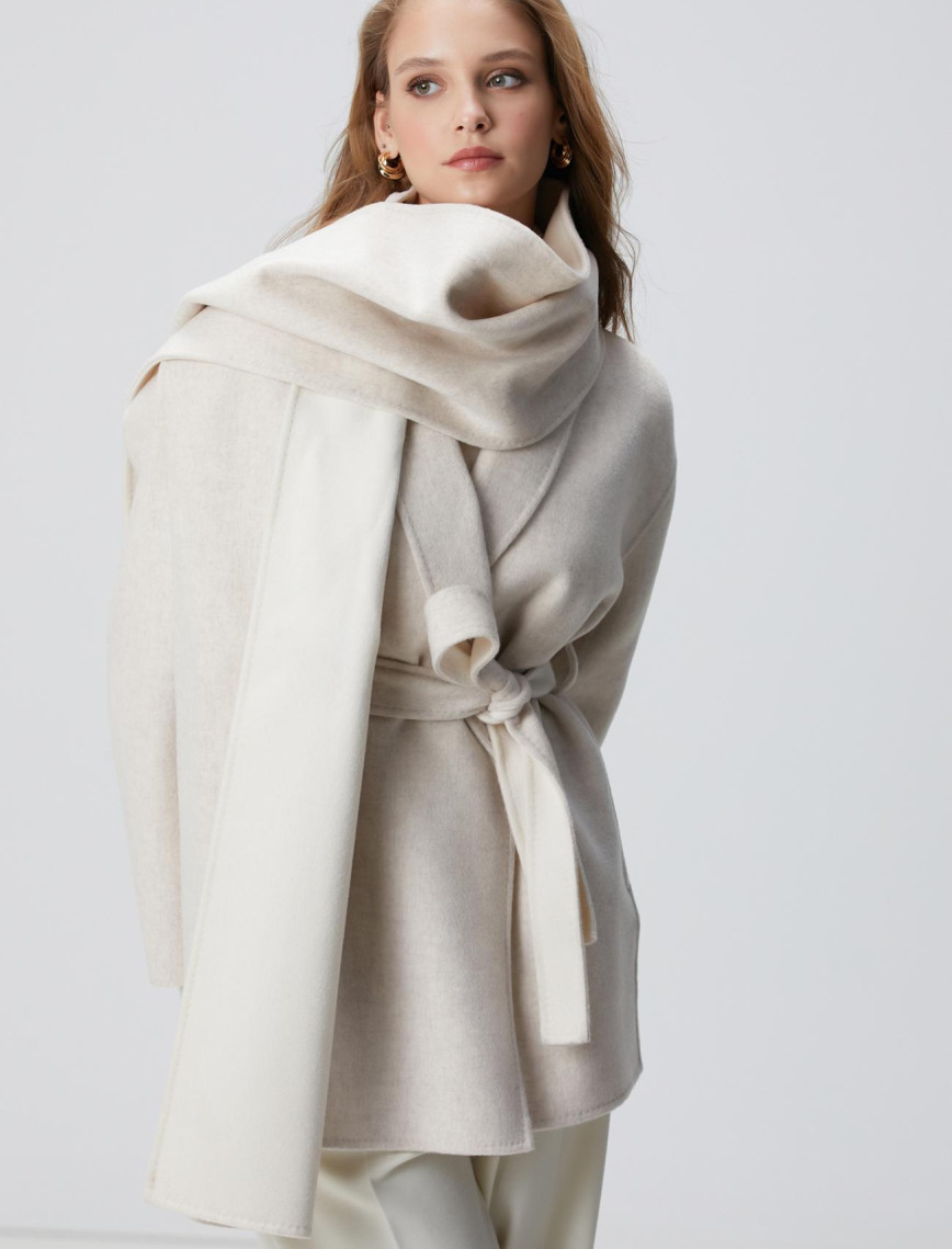 Network Kadın Limited Bej Melanj Handmade Yün Kaban Network Kadın Limited Bej Melanj Handmade Yün Kaban