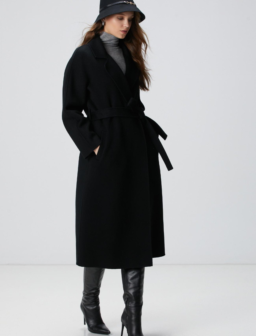 Network Kadın Limited Siyah Yün Karışımlı Manto Network Kadın Limited Siyah Yün Karışımlı Manto