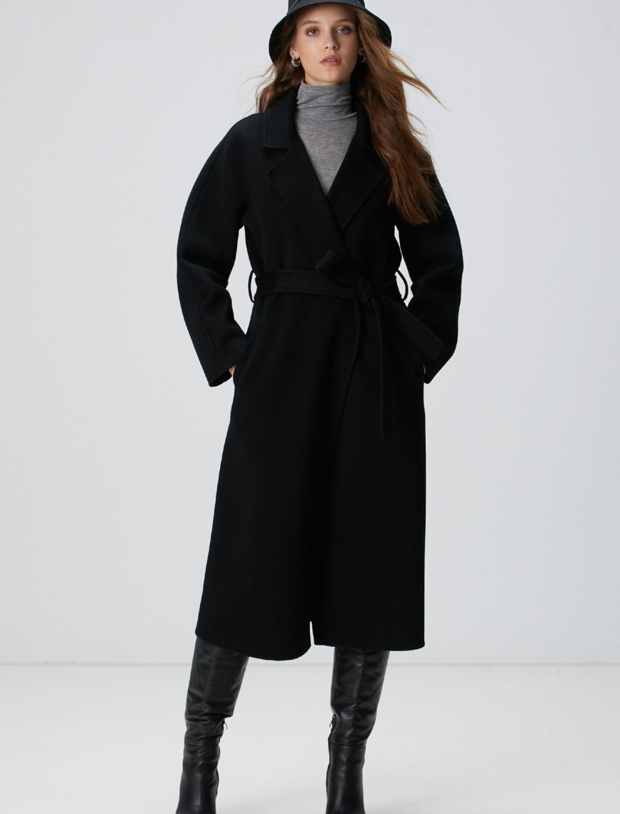 Network Kadın Limited Siyah Yün Karışımlı Manto Network Kadın Limited Siyah Yün Karışımlı Manto