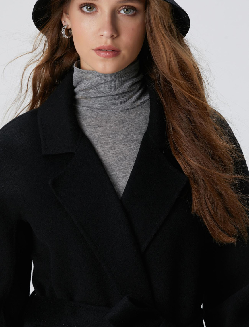 Network Kadın Limited Siyah Yün Karışımlı Manto Network Kadın Limited Siyah Yün Karışımlı Manto