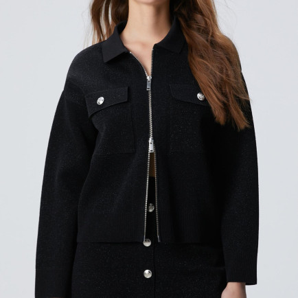 Network Kadın Siyah Simli Triko Ceket Network Kadın Siyah Simli Triko Ceket