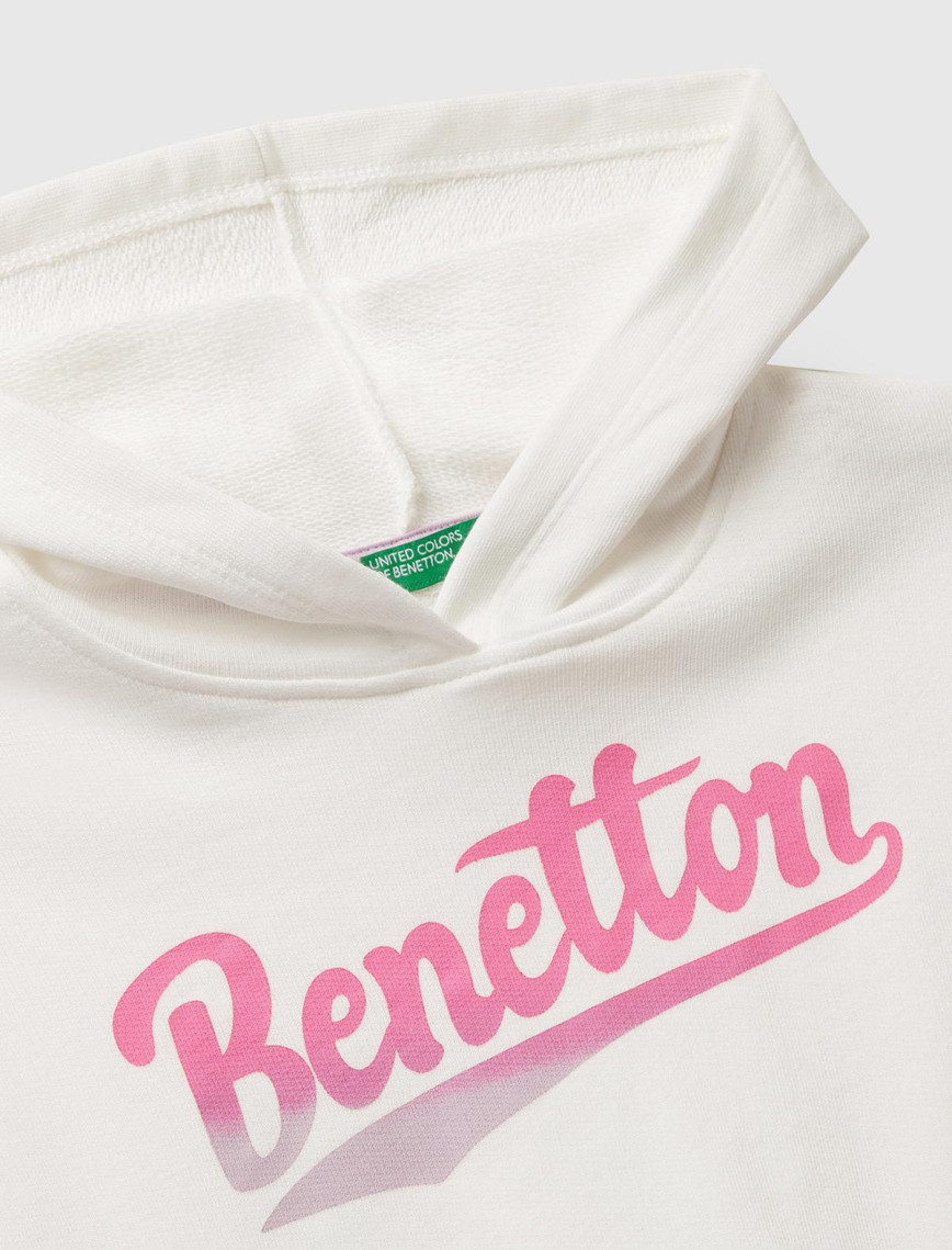 Kız Çocuk Ekru Önü Logo Baskılı Ribanalı Kapüşonlu Sweatshirt Kız Çocuk Ekru Önü Logo Baskılı Ribanalı Kapüşonlu Sweatshirt