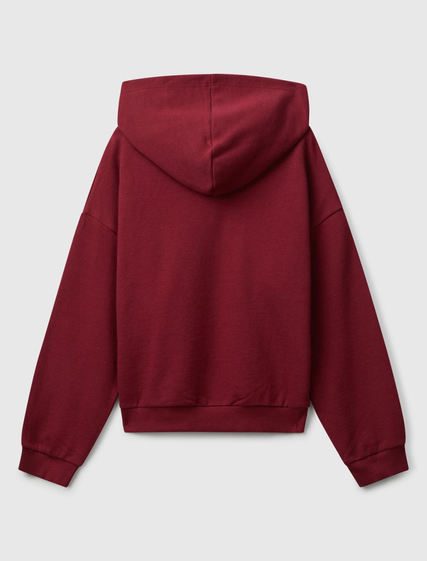 Kız Çocuk Bordo Önü Logo Baskılı Ribanalı Kapüşonlu Sweatshirt Kız Çocuk Bordo Önü Logo Baskılı Ribanalı Kapüşonlu Sweatshirt