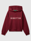 Kız Çocuk Bordo Önü Logo Baskılı Ribanalı Kapüşonlu Sweatshirt Kız Çocuk Bordo Önü Logo Baskılı Ribanalı Kapüşonlu Sweatshirt