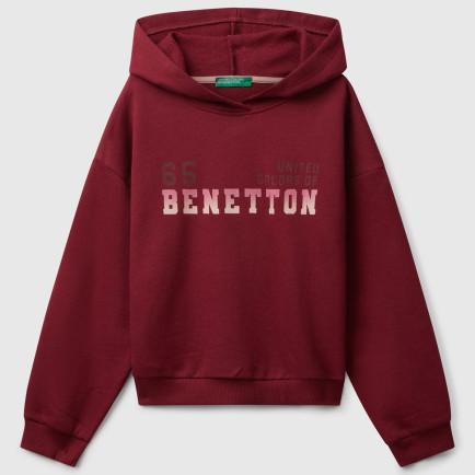 Kız Çocuk Bordo Önü Logo Baskılı Ribanalı Kapüşonlu Sweatshirt Kız Çocuk Bordo Önü Logo Baskılı Ribanalı Kapüşonlu Sweatshirt