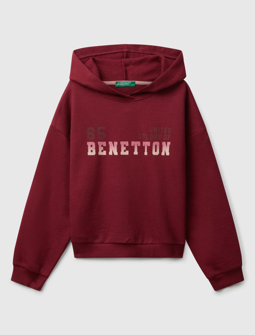 Kız Çocuk Bordo Önü Logo Baskılı Ribanalı Kapüşonlu Sweatshirt Kız Çocuk Bordo Önü Logo Baskılı Ribanalı Kapüşonlu Sweatshirt