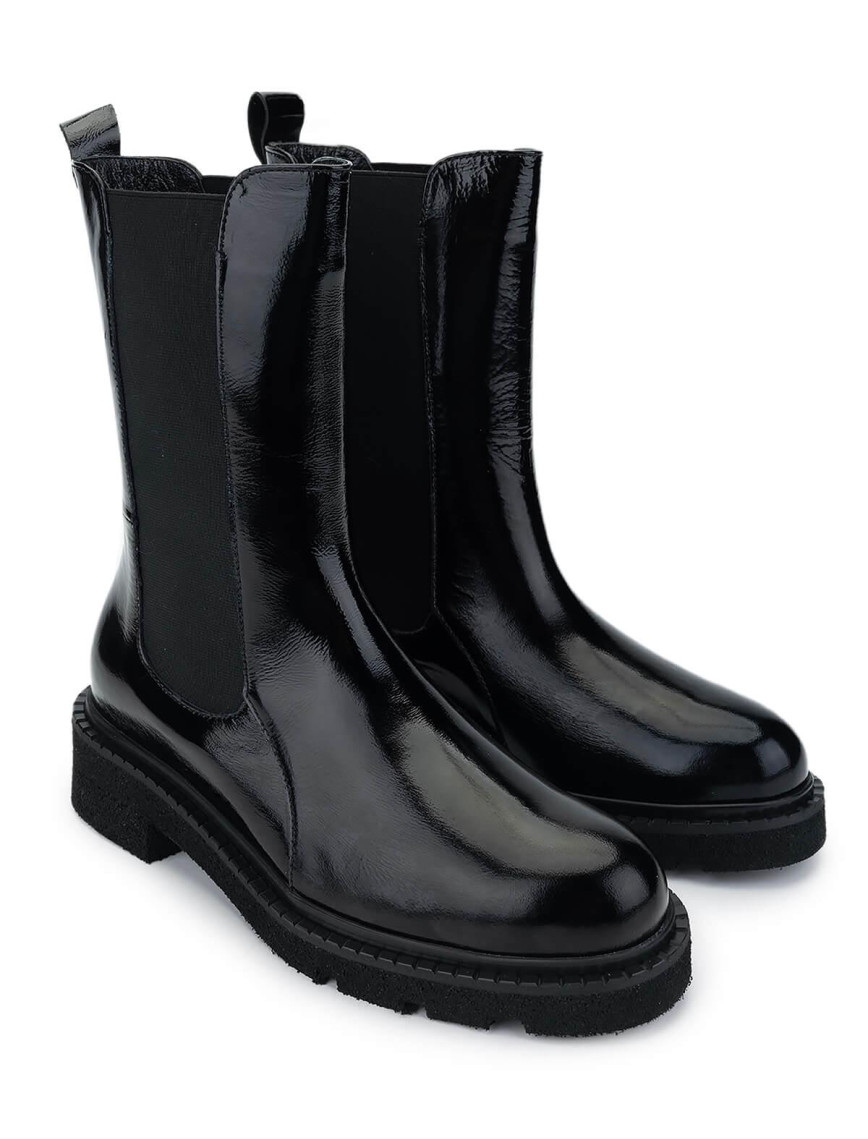 Tamer Tanca Kadın Hakiki Deri Siyah Rugan Casual Bot Tamer Tanca Kadın Hakiki Deri Siyah Rugan Casual Bot