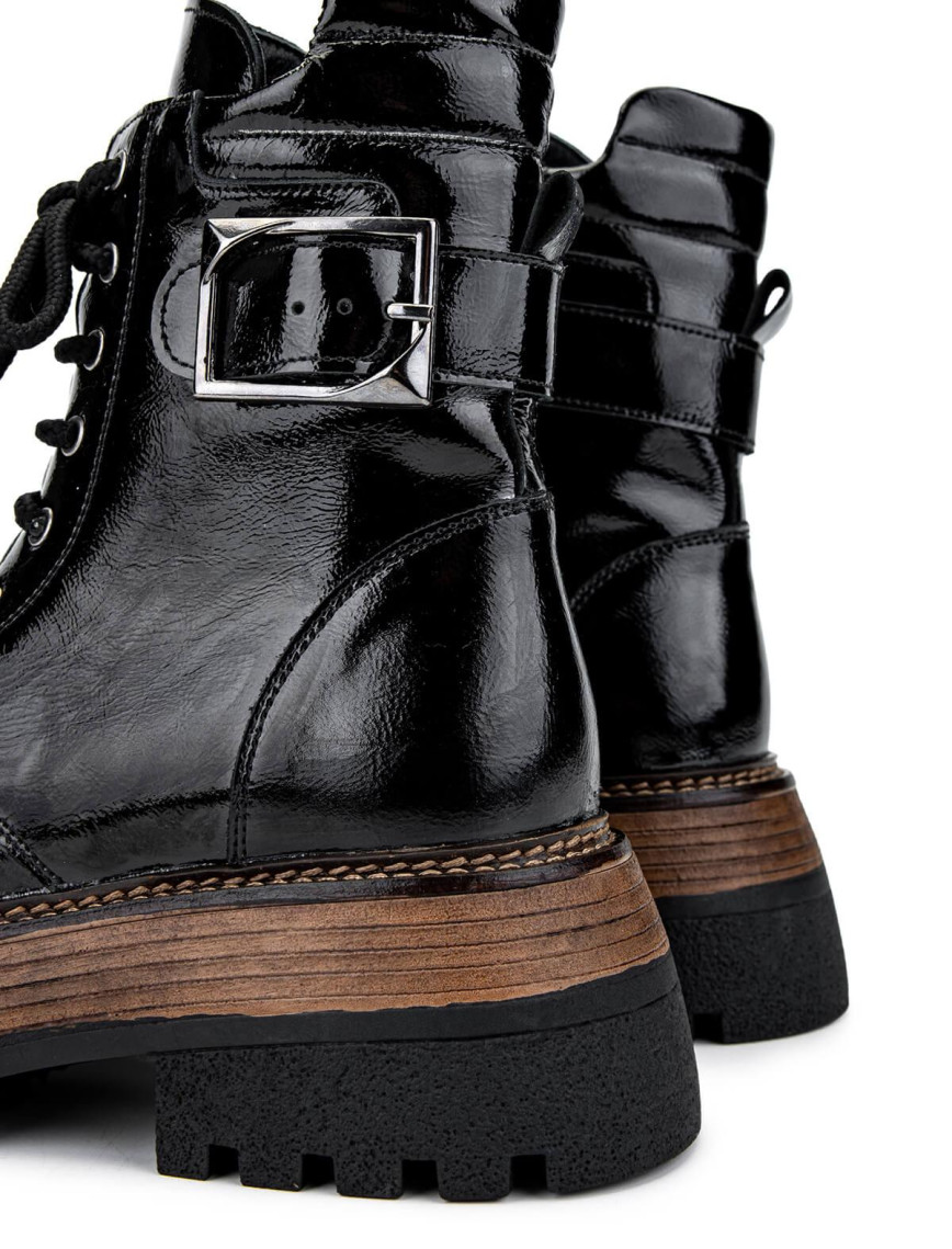 Tamer Tanca Kadın Hakiki Deri Siyah Rugan Casual Bot