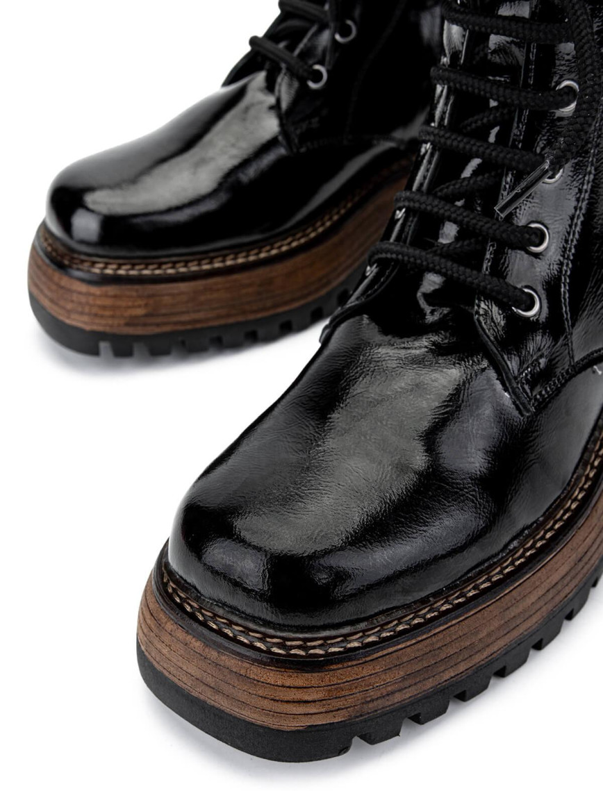 Tamer Tanca Kadın Hakiki Deri Siyah Rugan Casual Bot