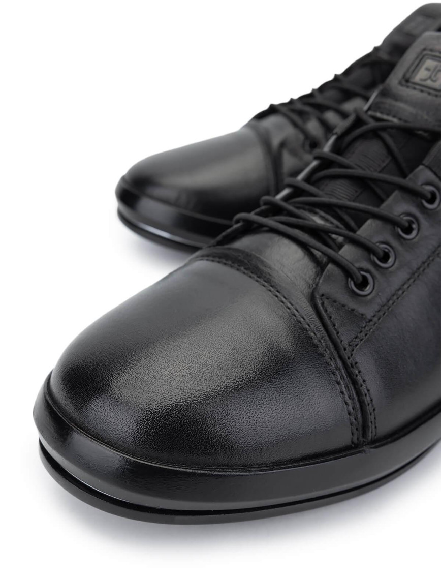 Tamer Tanca Erkek Hakiki Deri Siyah Deri Casual Ayakkabı