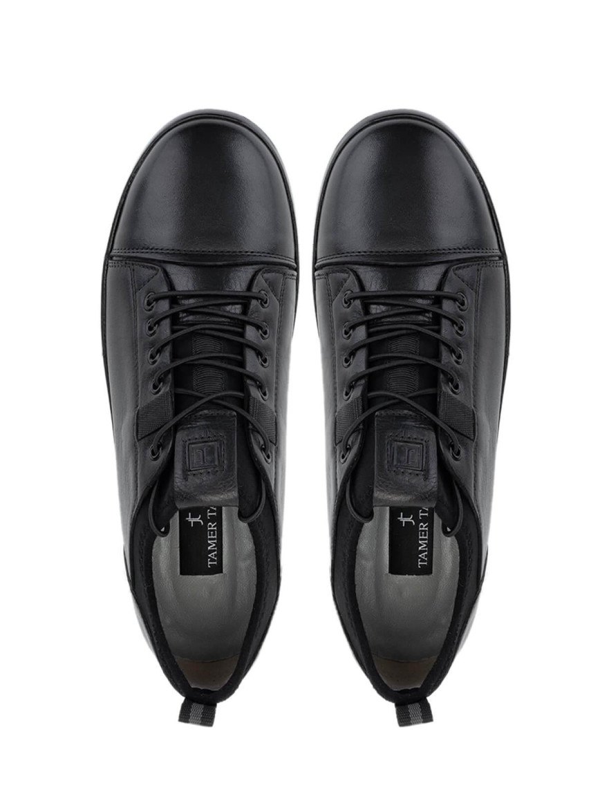 Tamer Tanca Erkek Hakiki Deri Siyah Deri Casual Ayakkabı