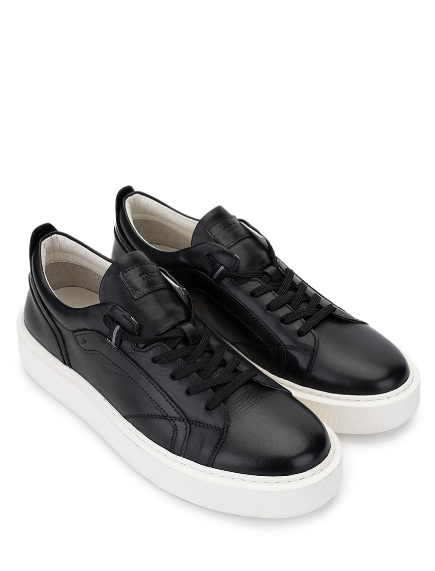 Tamer Tanca Erkek Hakiki Deri Siyah Sneakers & Spor Ayakkabı