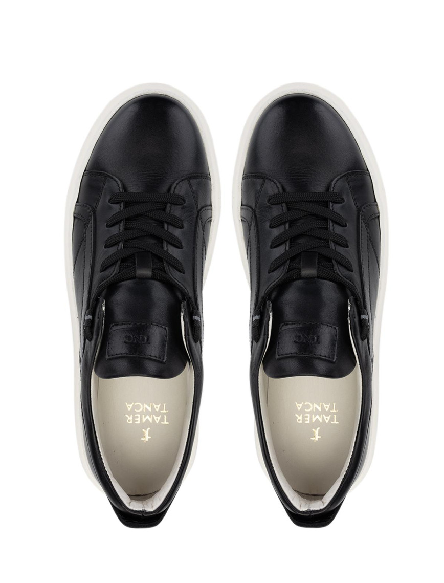 Tamer Tanca Erkek Hakiki Deri Siyah Sneakers & Spor Ayakkabı