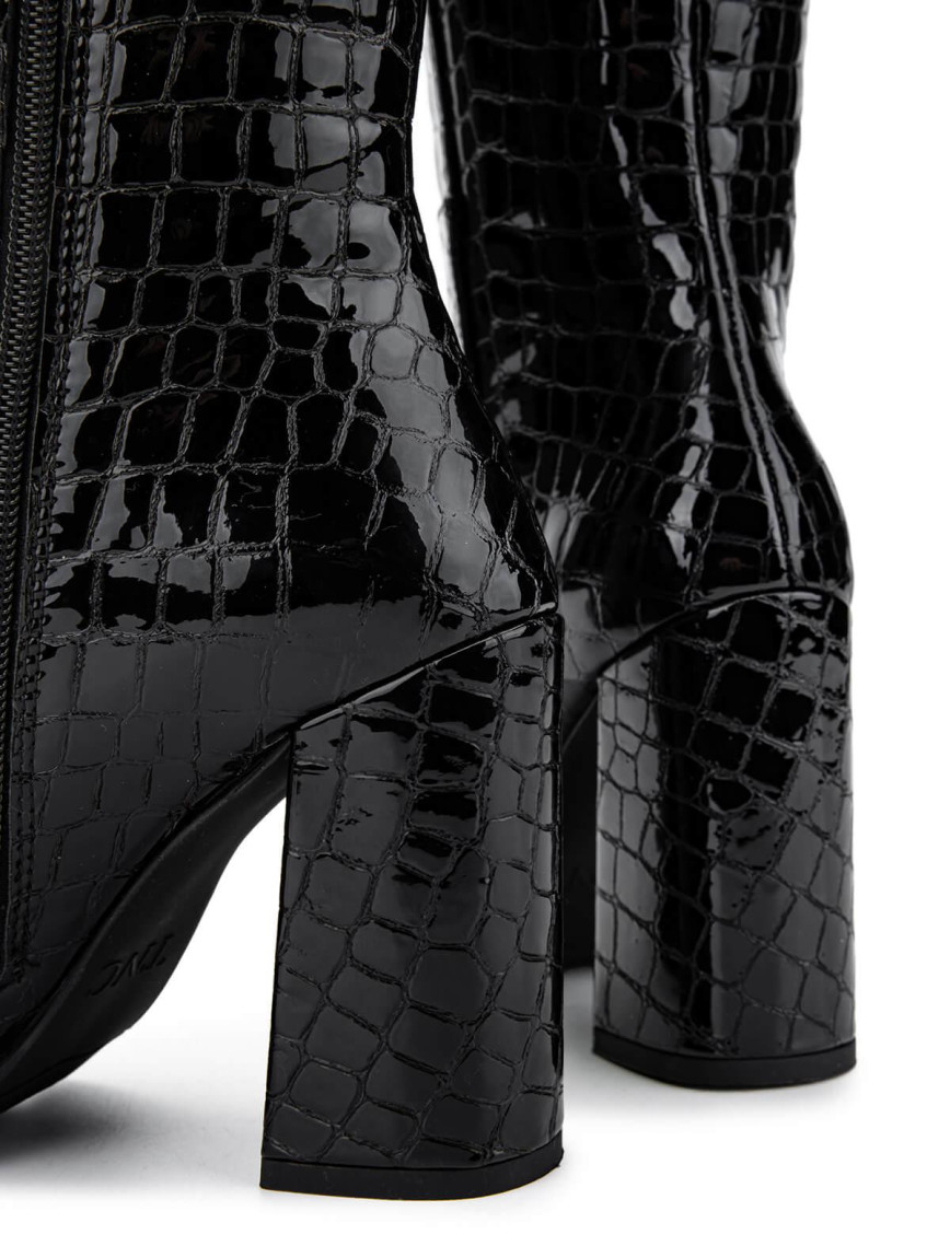 Tamer Tanca Kadın Hakiki Deri Siyah Kroko Casual Çizme