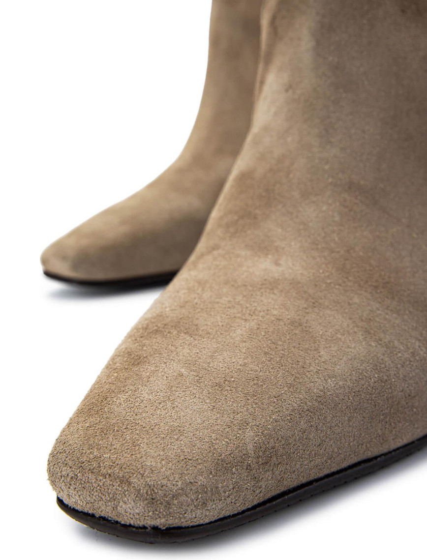 Tamer Tanca Kadın Hakiki Deri Bej Süet Topuklu Çizme