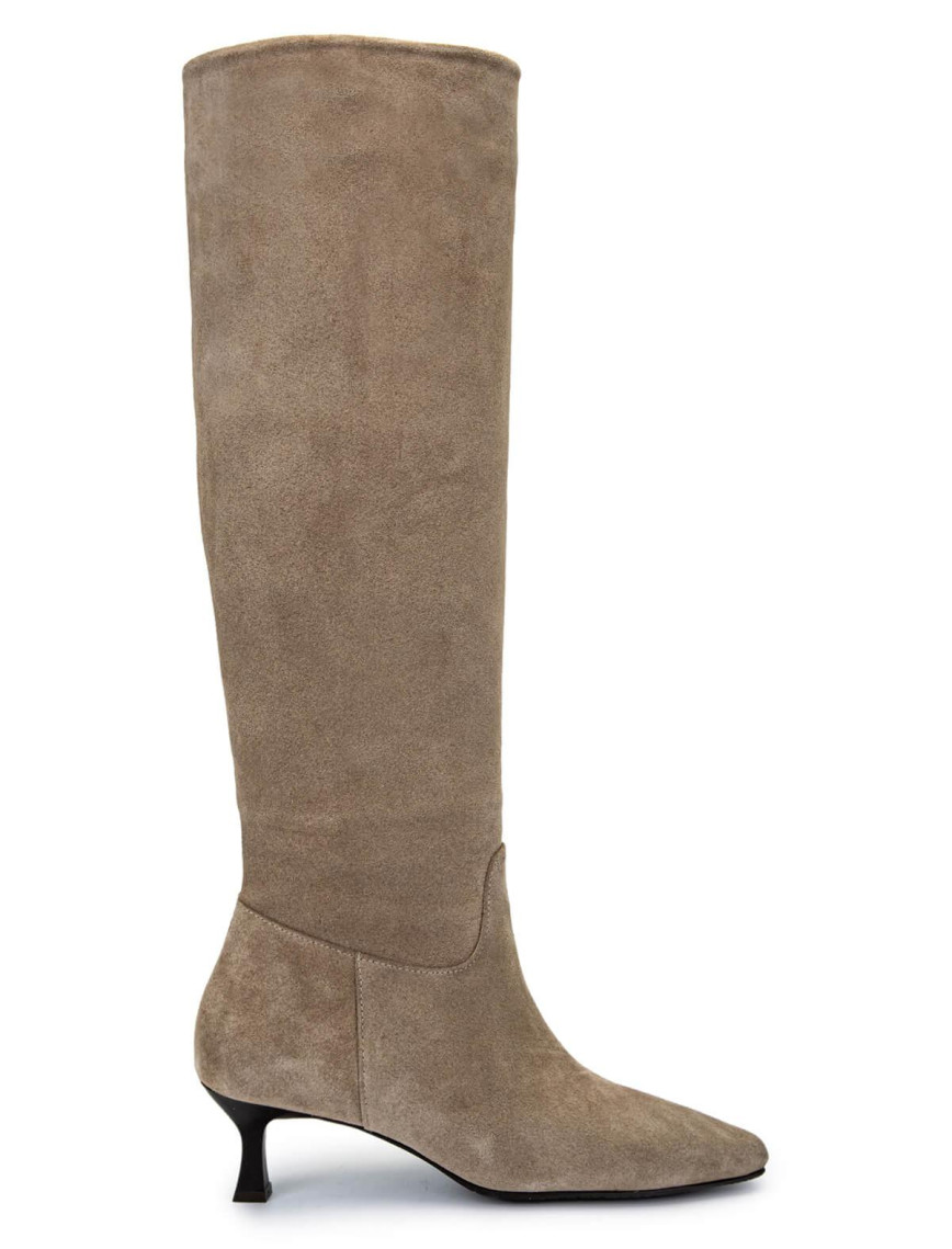 Tamer Tanca Kadın Hakiki Deri Siyah Süet Topuklu Çizme