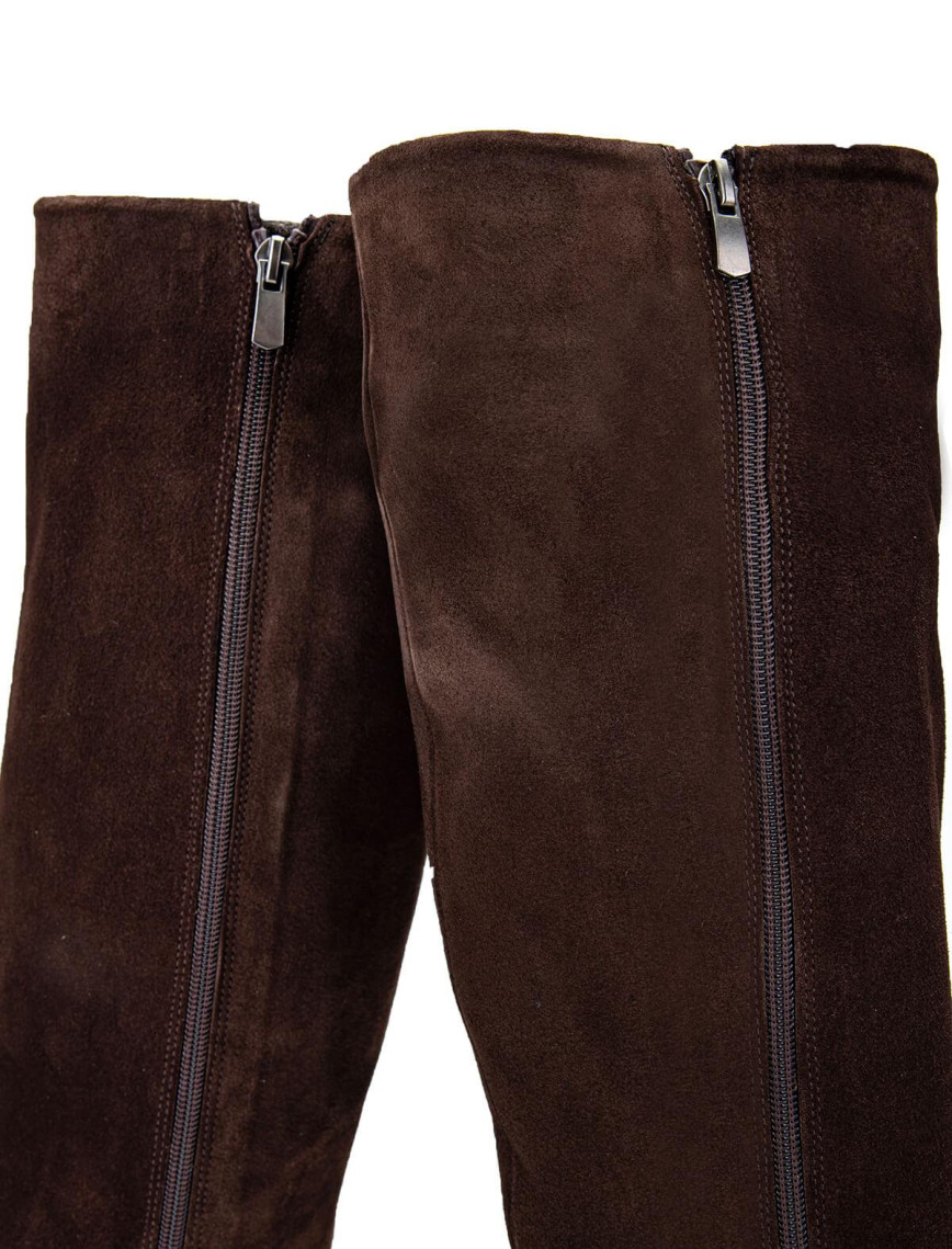 Tamer Tanca Kadın Hakiki Deri Kahverengi Süet Topuklu Çizme