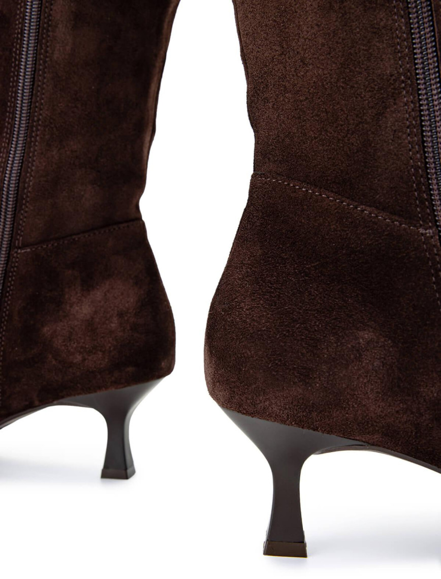 Tamer Tanca Kadın Hakiki Deri Kahverengi Süet Topuklu Çizme