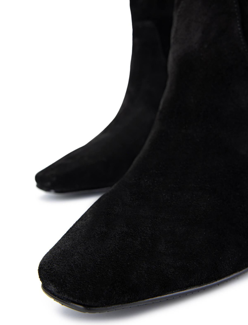 Tamer Tanca Kadın Hakiki Deri Siyah Süet Topuklu Çizme