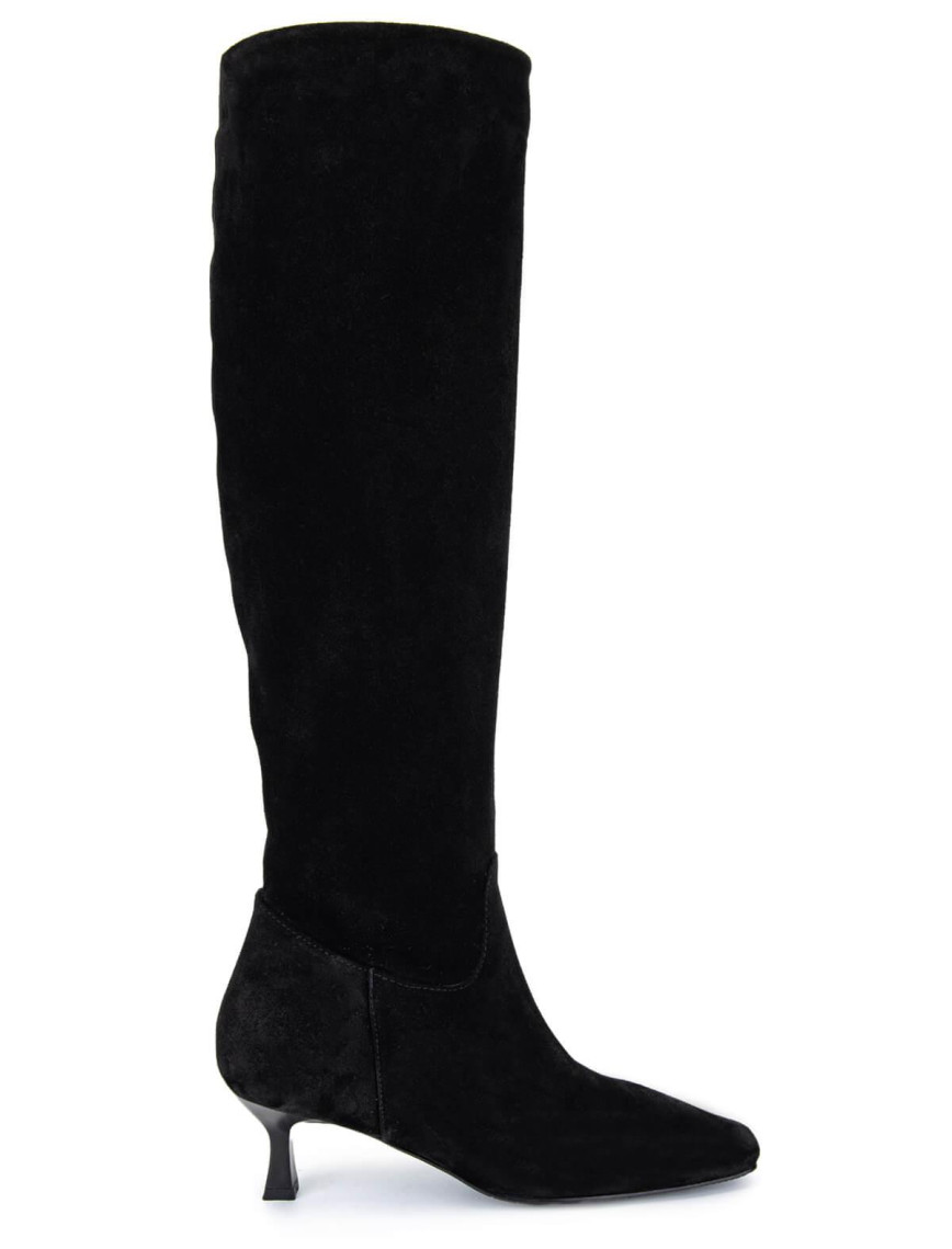 Tamer Tanca Kadın Hakiki Deri Siyah Süet Topuklu Çizme