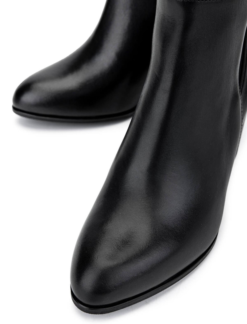 Tamer Tanca Kadın Hakiki Deri Siyah Deri Topuklu Çizme