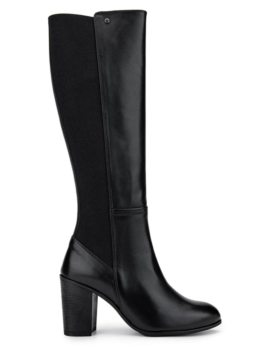 Tamer Tanca Kadın Hakiki Deri Siyah Deri Topuklu Çizme