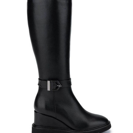 Tamer Tanca Kadın Hakiki Deri Siyah Deri Casual Çizme