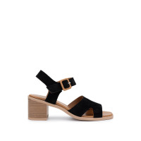 Tamer Tanca Kadın Hakiki Deri Siyah Süet Topuklu Sandalet