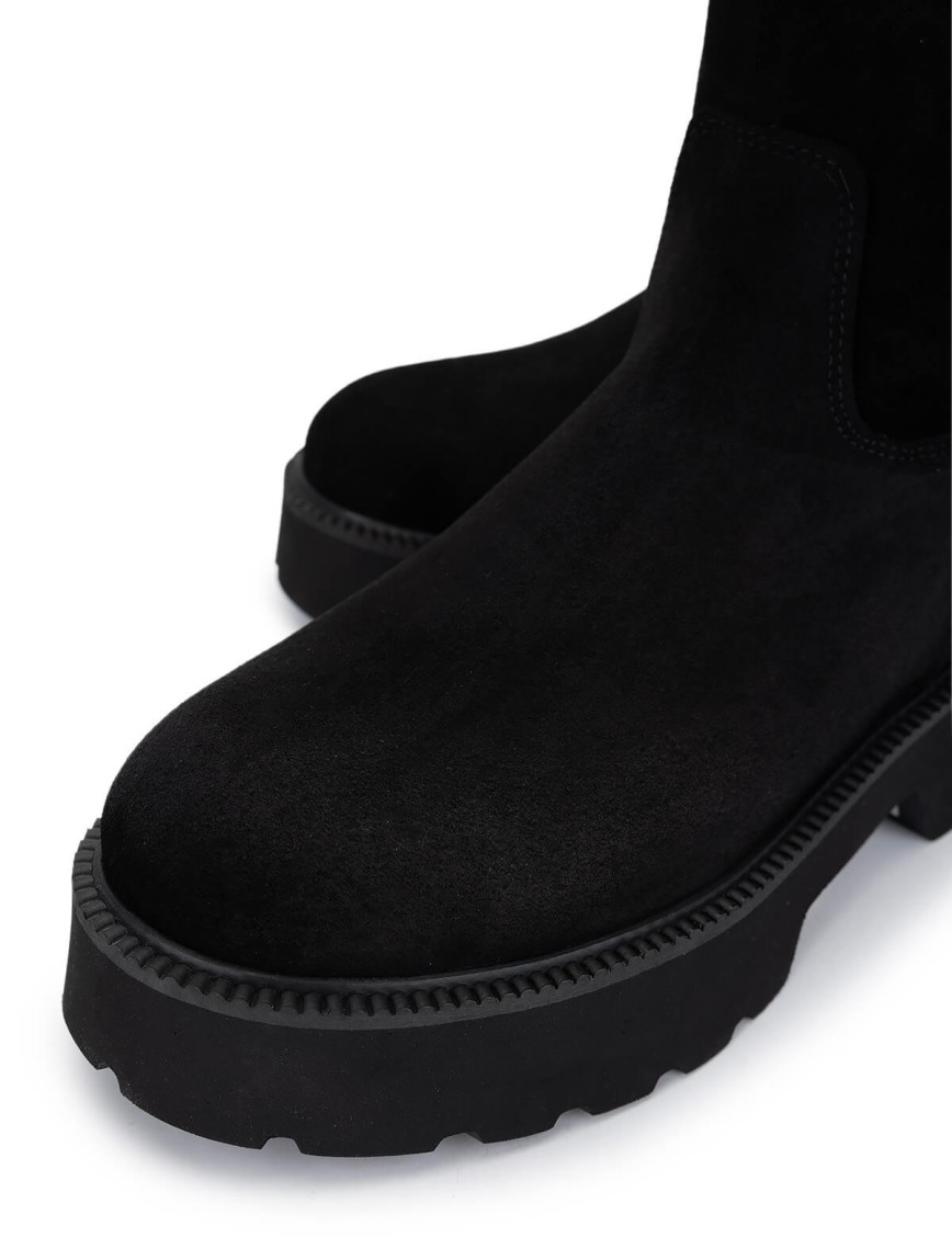 Tamer Tanca Kadın Hakiki Deri Siyah Süet Topuklu Bot Tamer Tanca Kadın Hakiki Deri Siyah Süet Topuklu Bot