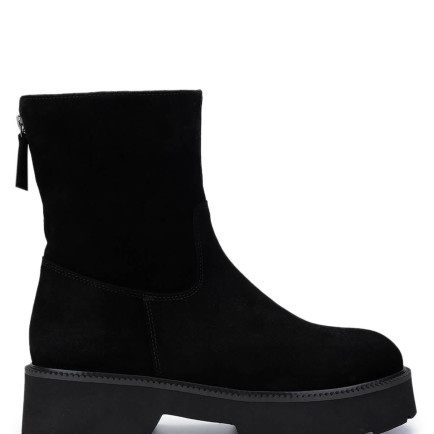 Tamer Tanca Kadın Hakiki Deri Siyah Süet Topuklu Bot Tamer Tanca Kadın Hakiki Deri Siyah Süet Topuklu Bot