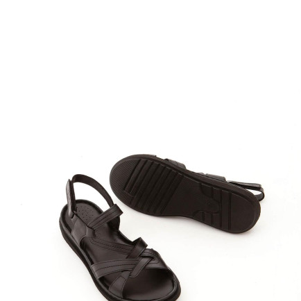 Tamer Tanca Kadın Hakiki Deri Siyah Düz Sandalet