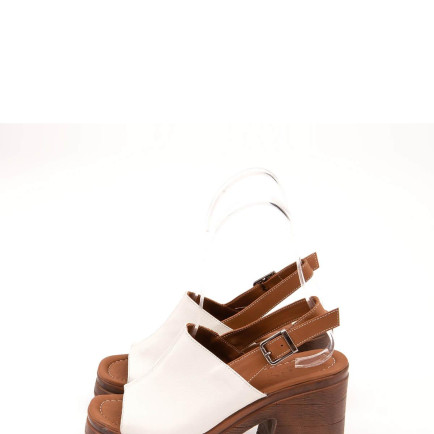 Tamer Tanca Kadın Hakiki Deri Beyaz Topuklu Sandalet