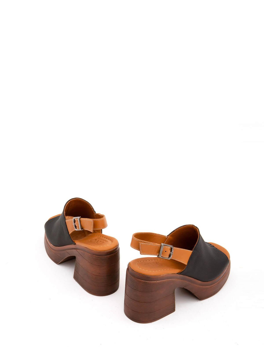 Tamer Tanca Kadın Hakiki Deri Siyah Topuklu Sandalet