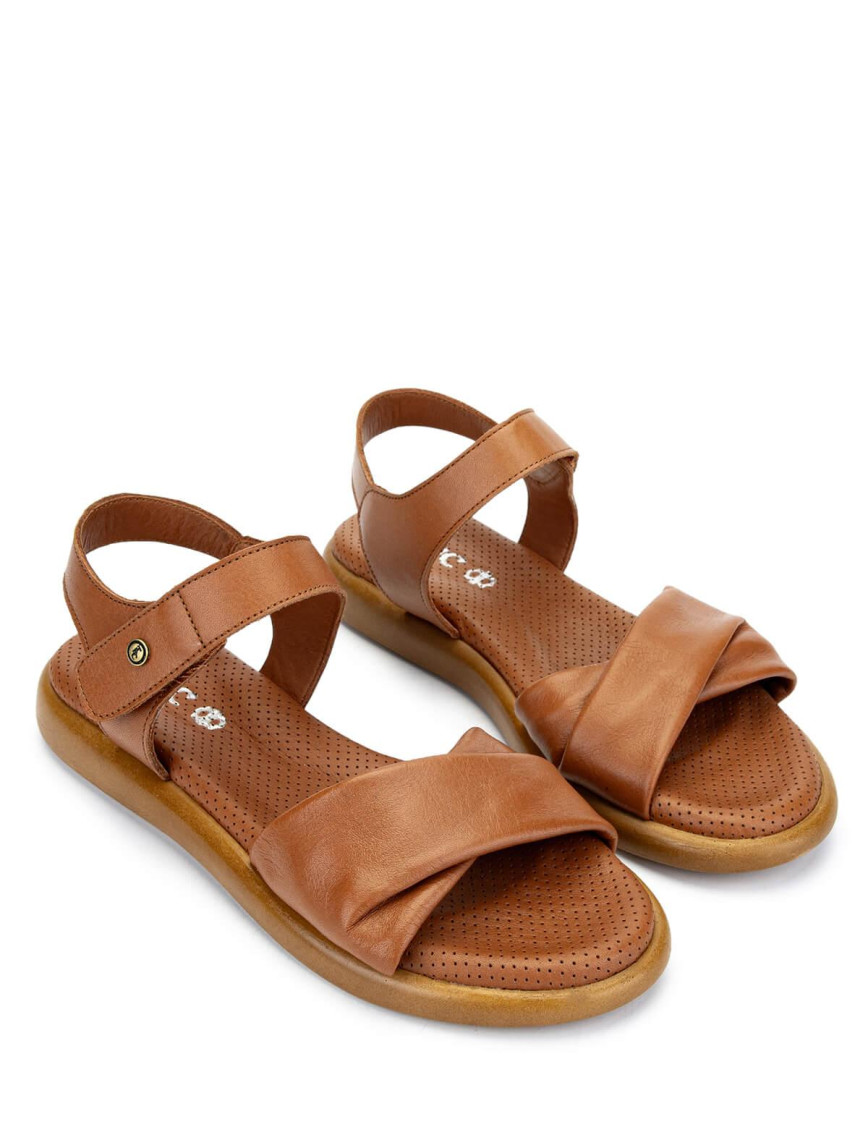 Tamer Tanca Kadın Hakiki Deri Taba Düz Sandalet