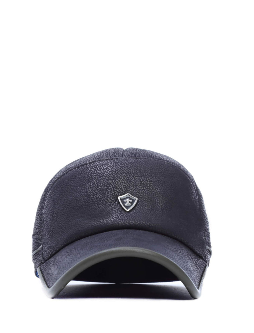 Tamer Tanca Erkek Hakiki Deri Lacivert/Yeşil Şapka