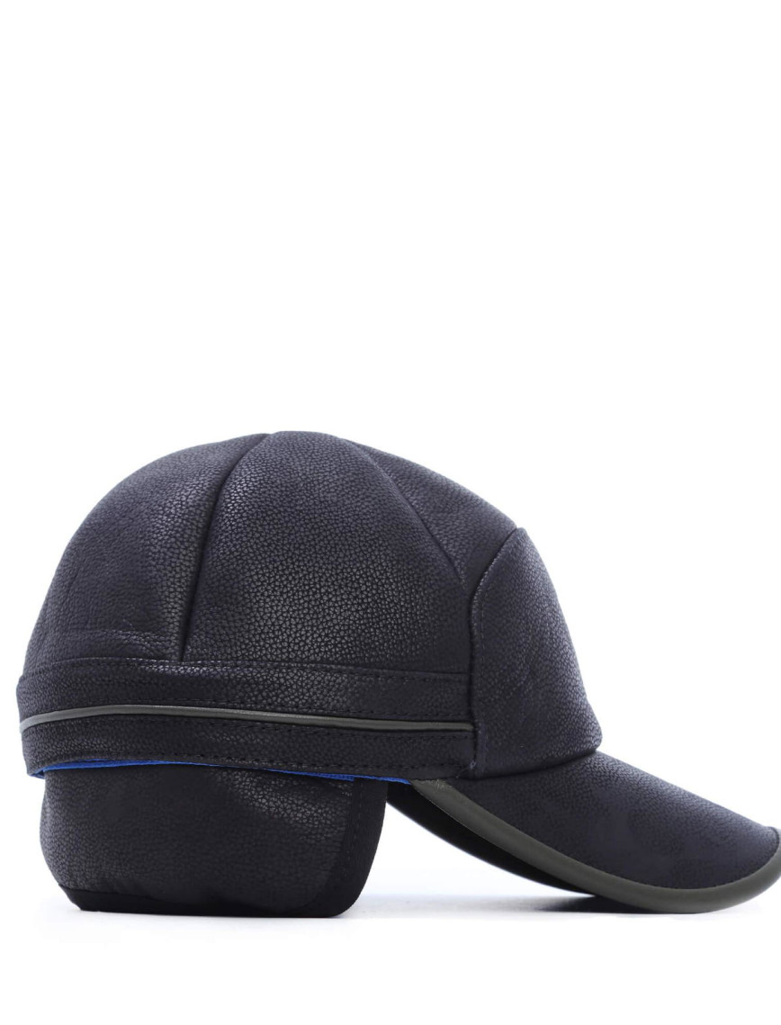 Tamer Tanca Erkek Hakiki Deri Lacivert/Yeşil Şapka